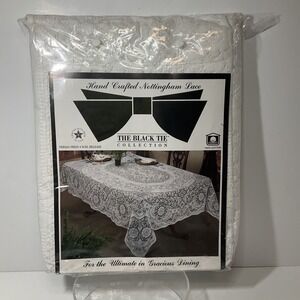 The Black Tie Collection - Nottingham Lace-60 X 80 Rect. Tablecloth White #1010